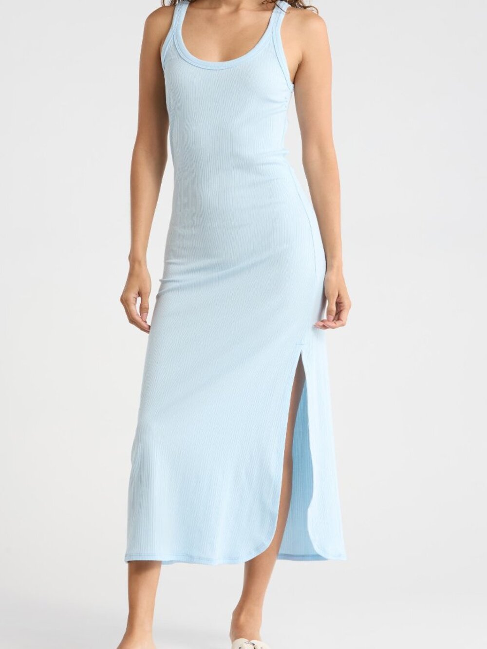 NWT VITAMIN A West Rib Tank Dress Sky Blue Ribbed Maxi Size Medium